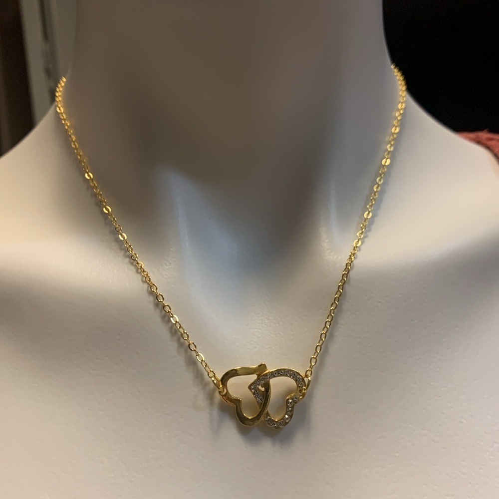 Elegant Gold and Silver Heart Necklace - Picture 4 of 8